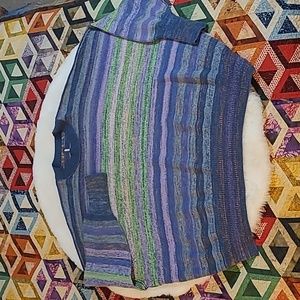 Free People East Street Oversize Knit Space Dye Striped Casual Mock Neck Sweater